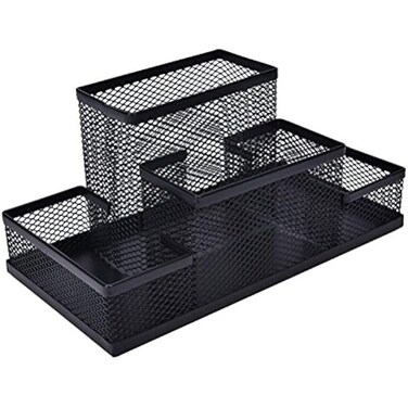 Fitto Desk Organizer, Black – Multi-Compartment Office and Home Storage