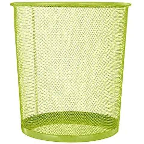 Fitto Round Paper Bin Green 23.5x19x26cm for Office & Home Waste Disposal