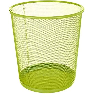 Fitto Round Paper Bin Green 23.5x19x26cm for Office & Home Waste Disposal