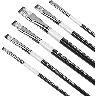 Fitto 6 Piece Flat Tip Painting Brush Set, Pink