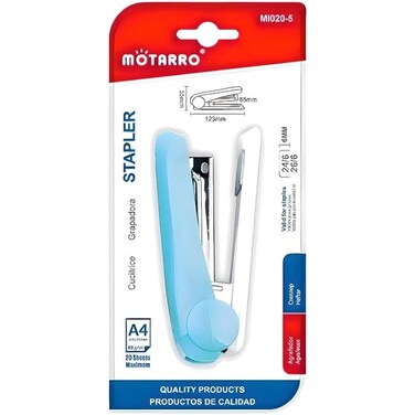 Fitto Blue 1 Piece Stapler for 24/6 &amp; 26/6 Size Pins