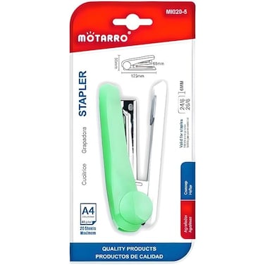 Fitto Green Stapler with 24/6 & 26/6 Size Pins, 1 Pc Office Desk Stapler