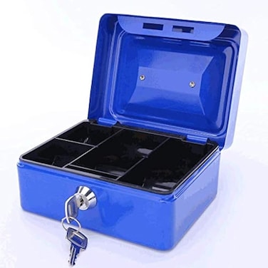 Fitto Deposit Box 9x12.5cm Blue – Secure Storage for Documents and Valuables