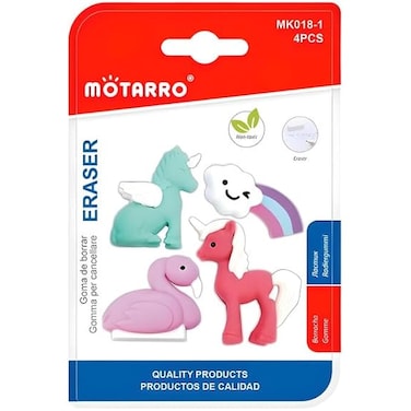 Fitto 4 Pieces Assorted Animal Shaped Erasers, Colorful School Supplies