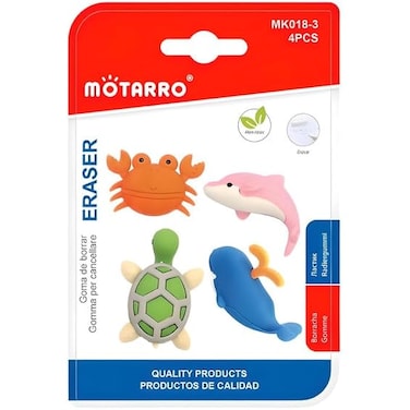 Fitto 4-Piece Sea Animal Shaped Erasers, Assorted Colors