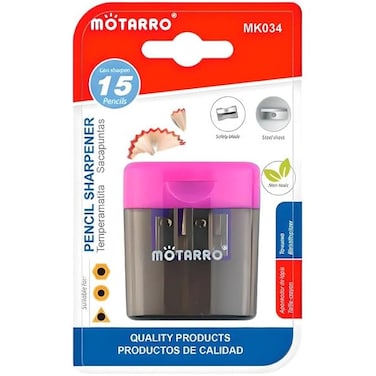 Fitto Sharpner with Container, Pink - 1 Piece Pencil Shaver for Desk Use