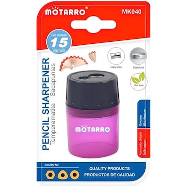 Fitto Pencil Sharpener with Container, Pink &ndash; Ideal for School and Office Use