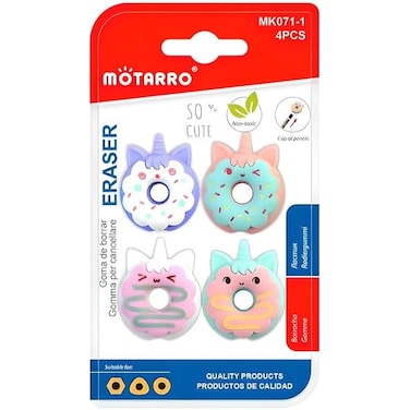 Fitto 4 Pieces Assorted Cat Shaped Erasers, Assorted Colors