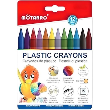 Fitto 12 Pieces Plastic Cryons Size 12cm 12 Colors for Crafts, School &amp; DIY Projects