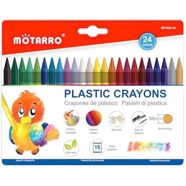 Fitto 24 Pieces Plastic Cryons, 12cm, 24 Vibrant Colors