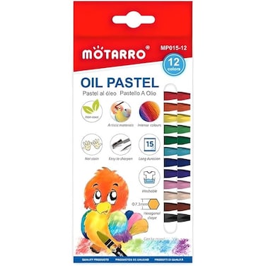 Fitto 12 Pieces Oil Pastel Set - 7.3cm, 12 Vibrant Colors