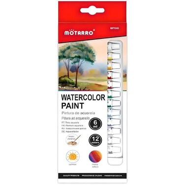 Fitto 12pcs 6ml Water Color Paint Set – 12 Vibrant Colors for Arts, Crafts & DIY