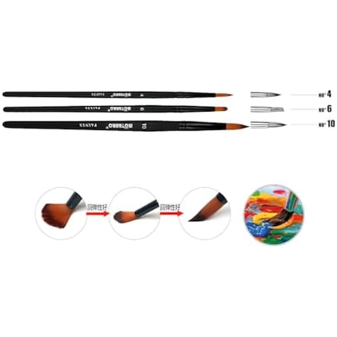 Fitto 3 Piece Painting Brush Set, Point Tips for Detail Painting and Art