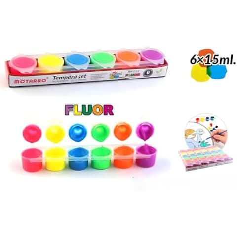 Fitto 6 Pieces 15ml Tempera Set - 6 Washable Paint Colors for Arts and Crafts