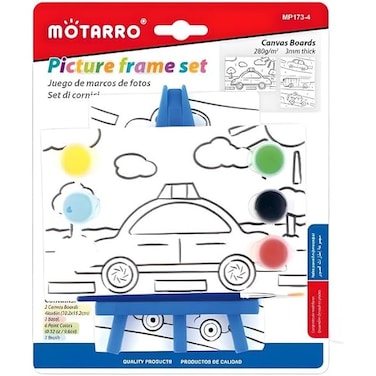 Fitto Vehicles Series Picture Frame Set with 6x4 Canvas Boards, Easel, 6 Colour Paints &amp; Brush