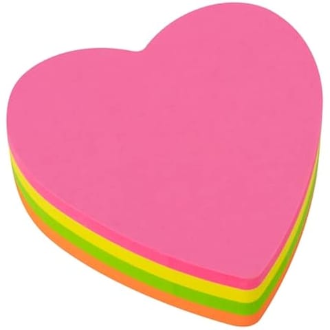 Fitto 100 Sheets Heart Shaped Sticky Notes, Assorted Colors for Office & Home