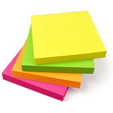 Fitto 200 Sheets Sticky Notes 7.6x7.6cm Square Assorted Colors for Office &amp; Home Use