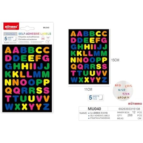 Fitto 5 Sheets Self-Adhesive Alphabet Labels 15x11cm