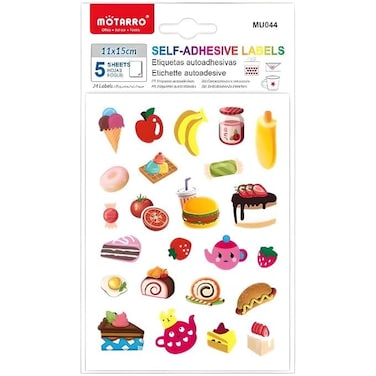 Fitto Food Series Self-Adhesive Labels 15x11cm &ndash; 5 Sheets for Kitchen &amp; Pantry