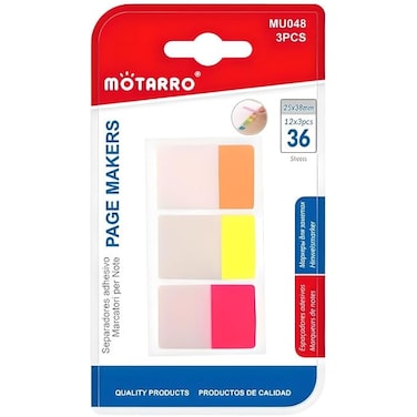 Fitto 36 Pieces Page Makers 2.5x3.8cm 12 Pack 3 Color Assorted
