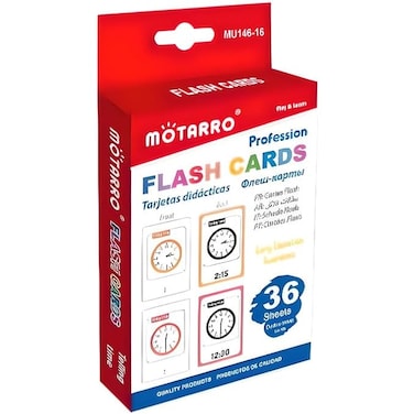 Fitto 36 Sheets Clock Series Flash Cards 11.7x7.8cm Educational Learning Tools