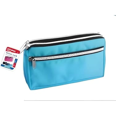 Fitto Sky Blue Pencil Case 20x6.5x11cm for School & Office Use