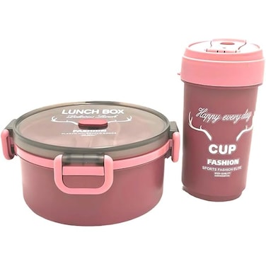 Fitto Lunch Box with Bottle Set Maroon - Children School Meal Container &amp; Drink Bottle