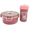 Fitto Lunch Box with Bottle Set Maroon - Children School Meal Container &amp; Drink Bottle