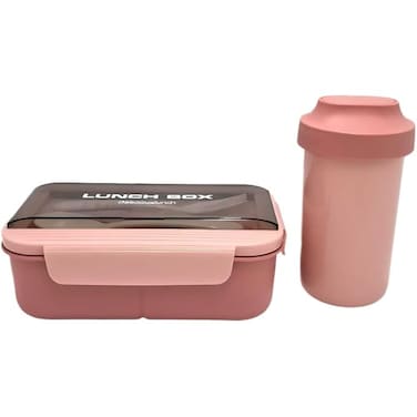 Fitto Lunch Box with Bottle Set - Pink, Kid-Friendly Meal Container