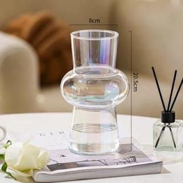 Fitto Elegant Transparent Glass Flower Vase 8x20.5cm &ndash; Clear Decorative Home Centerpiece