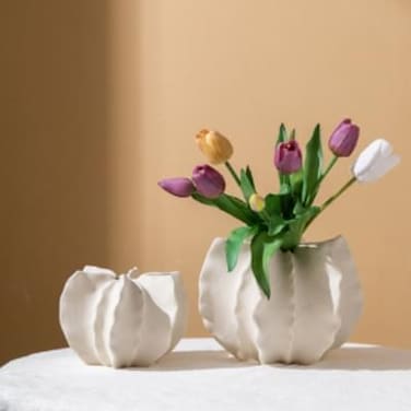 Fitto Classic White Ceramic Flower Vase 16x16cm Home Decor Accent