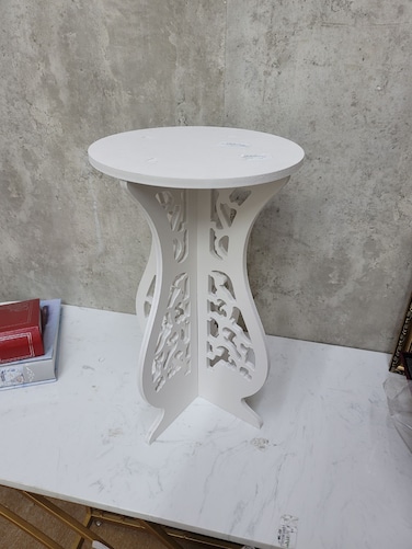 Fitto Compact White Round Table Desk (24x50cm) – Office, Study, and Living Room Table