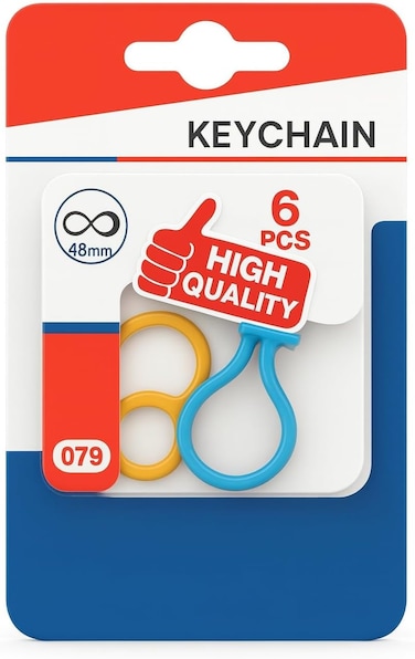 Fitto Key Chain 6 Piece Set, Mixed Colors, Durable Metal Key Rings for Home, Office, Car, and Accessories