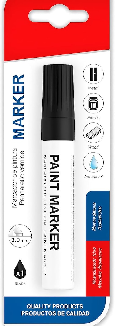 Fitto Black Permanent Marker 14.5 cm, 3 mm Tip, Ideal for Office and School Use