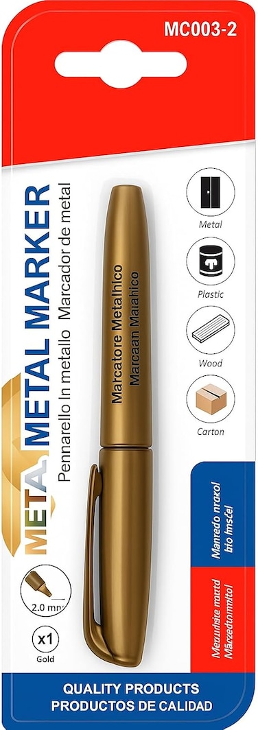 Fitto Metal Marker 14.5 cm Gold 2 mm Tip for Crafting and Writing