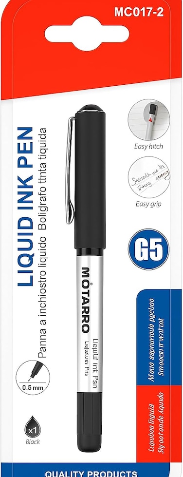 Fitto Liquid Ink Pen 0.5mm, 14cm, Gray, Smooth Writing, Office & School Supplies