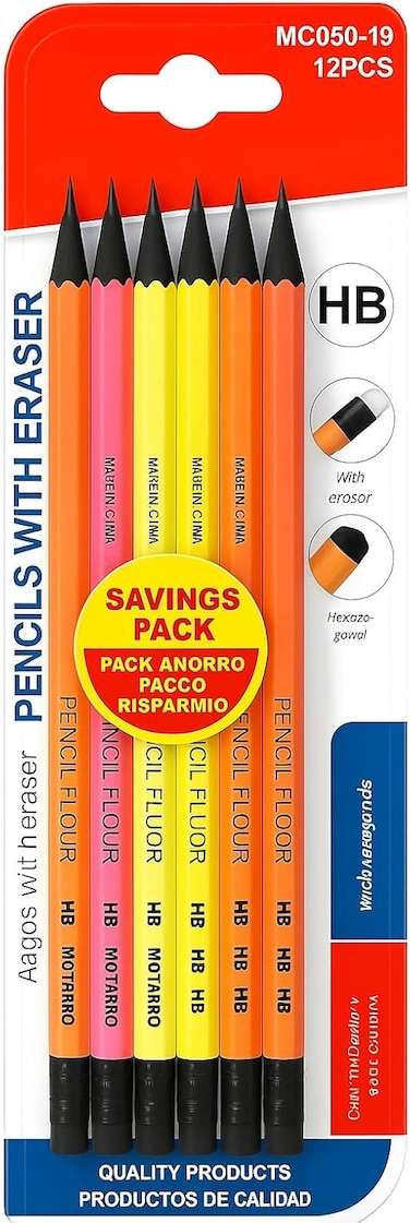 Fitto HB Pencil 19 cm, Ideal for Writing and Drawing, Pack of 12