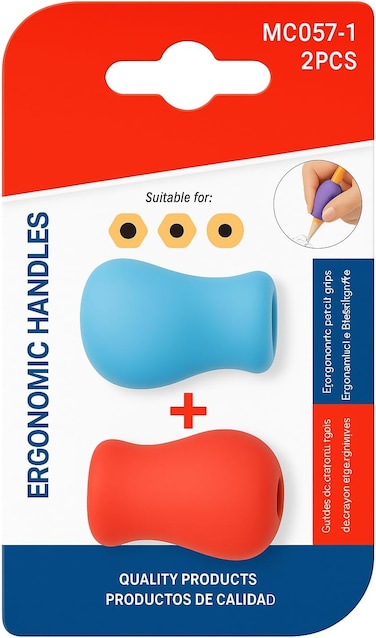 Fitto Pencil Handles 2 Pack, 3.5 cm Ergonomic Grip for Comfortable Writing, Pencil Holder for Kids and Adults