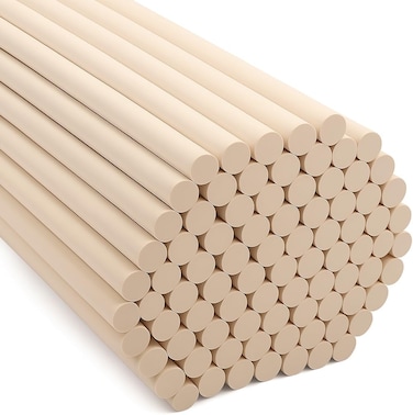 Fitto Wooden Sticks 80mm x 3.5mm, 100 Pieces, Natural Wood Color for Crafting and DIY Projects