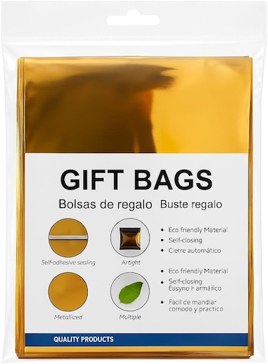 Fitto 10 Piece Golden Color Party Favor Bags for Events and Celebrations