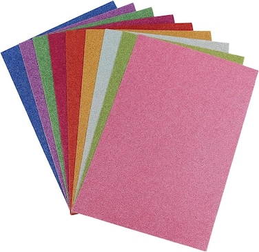 Fitto EVA Sponge Glitter Sheets A4 Size 21cm x 29.7cm Assorted Colors for Crafts and DIY Projects