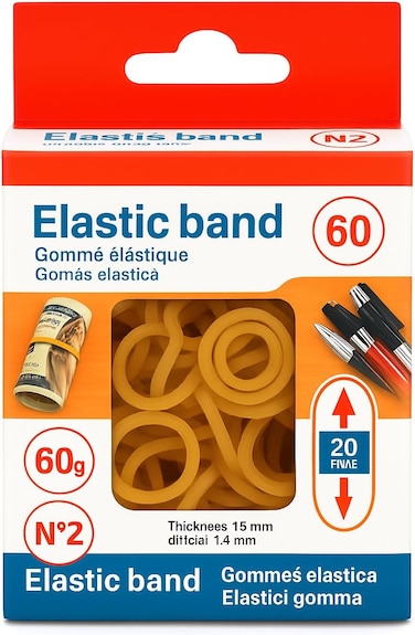 Fitto Elastic Rubber Band 60g, 20mm, Durable Stretch Bands for Office, School, Home Use