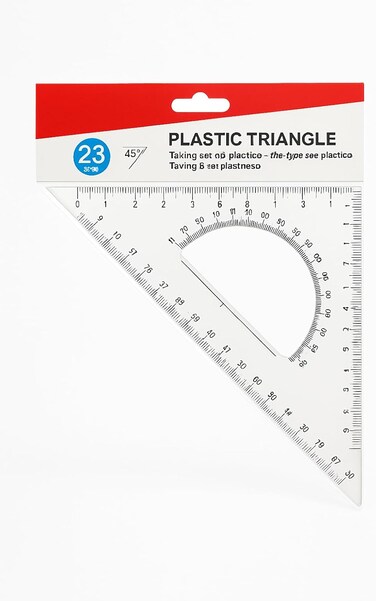Fitto Plastic Triangle Ruler 23cm x 14cm for Geometry, Drafting, and Drawing