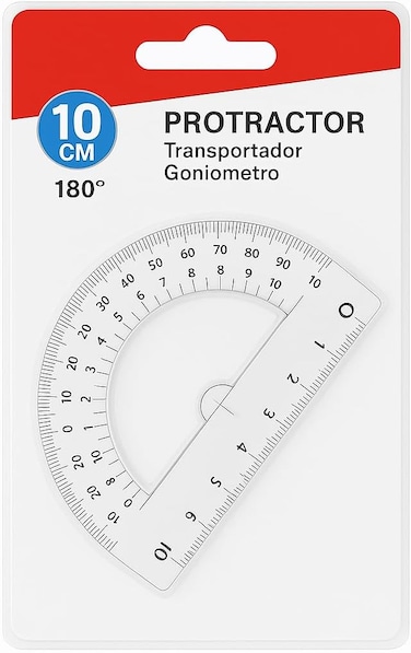 Fitto 180 Degree Protractor Half Circle 10cm, Clear Plastic Measuring Tool for Students and Professionals