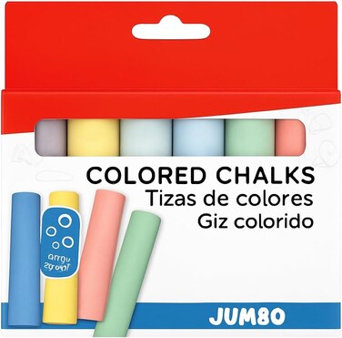 Fitto Assorted Chalk Sticks 6 Pack, 2.5cm x 10cm, Multicolor Chalk for Blackboard, Art, Craft, School Supplies