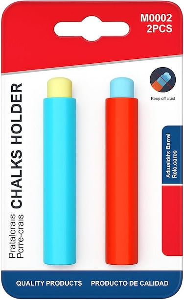 Fitto Chalk Holder 2 Pack, Multi-Color, Durable Plastic, Ideal for Classroom and Office Use