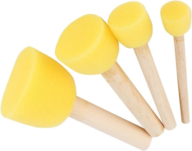 Fitto Sponge Brush Set 4 Pieces 8cm for Cleaning, Painting, and Crafting