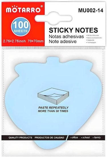 Fitto Sticky Notes 100 Sheets 76mm x 76mm Multi Color Strawberry Shape for Office and School