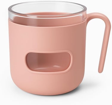 Fitto Pink Dual-Layered Plastic Mug with Transparent Inner Lining, Insulated Coffee Cup, BPA-Free, 350ml