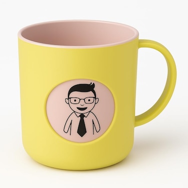 Fitto Plastic Mug with Yellow Outer Surface and Light Pink Interior Design, Durable and Stylish Drinkware